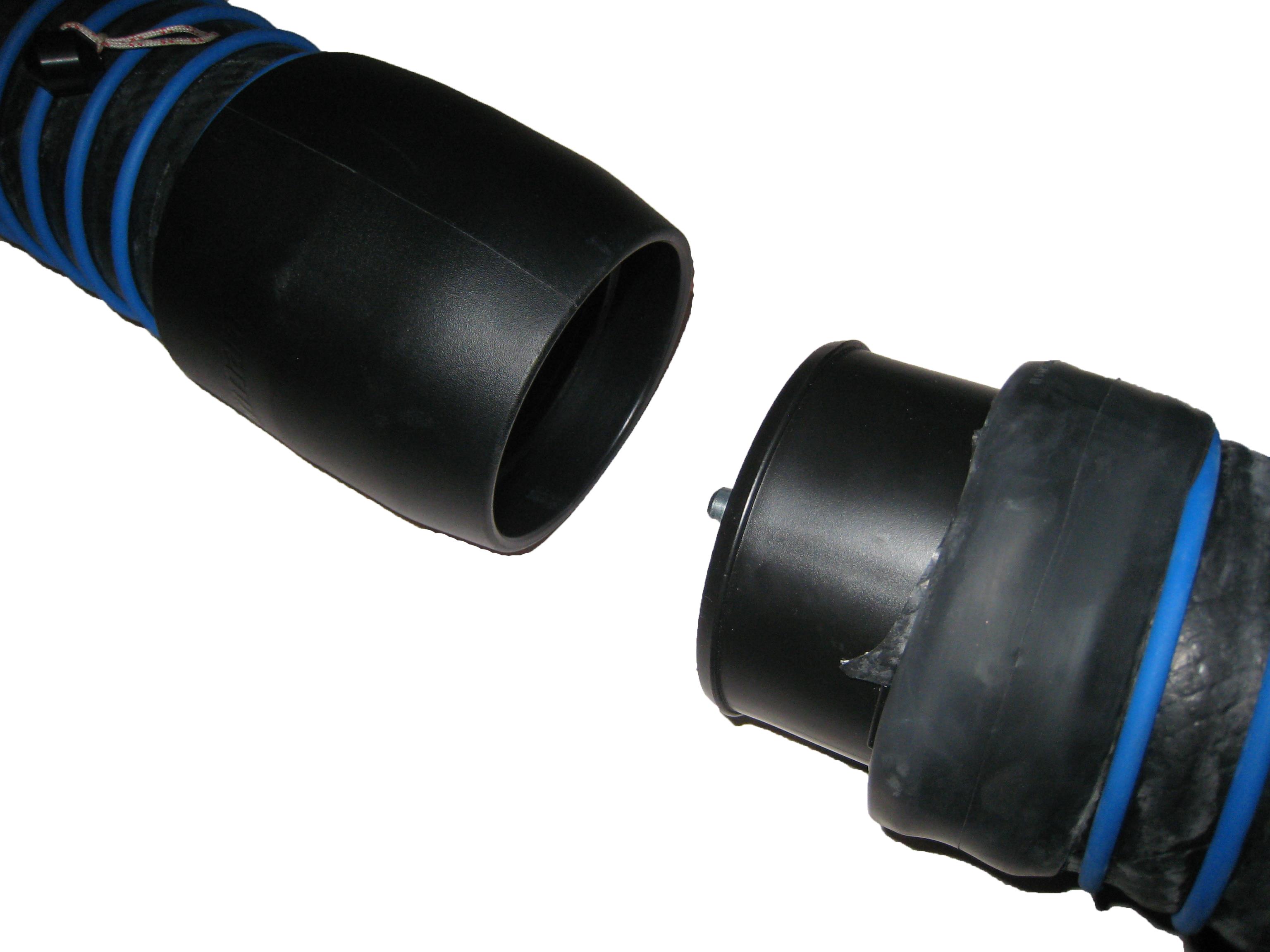 Quick safety coupler incl. rubber sleeves and hose clips, Ø150