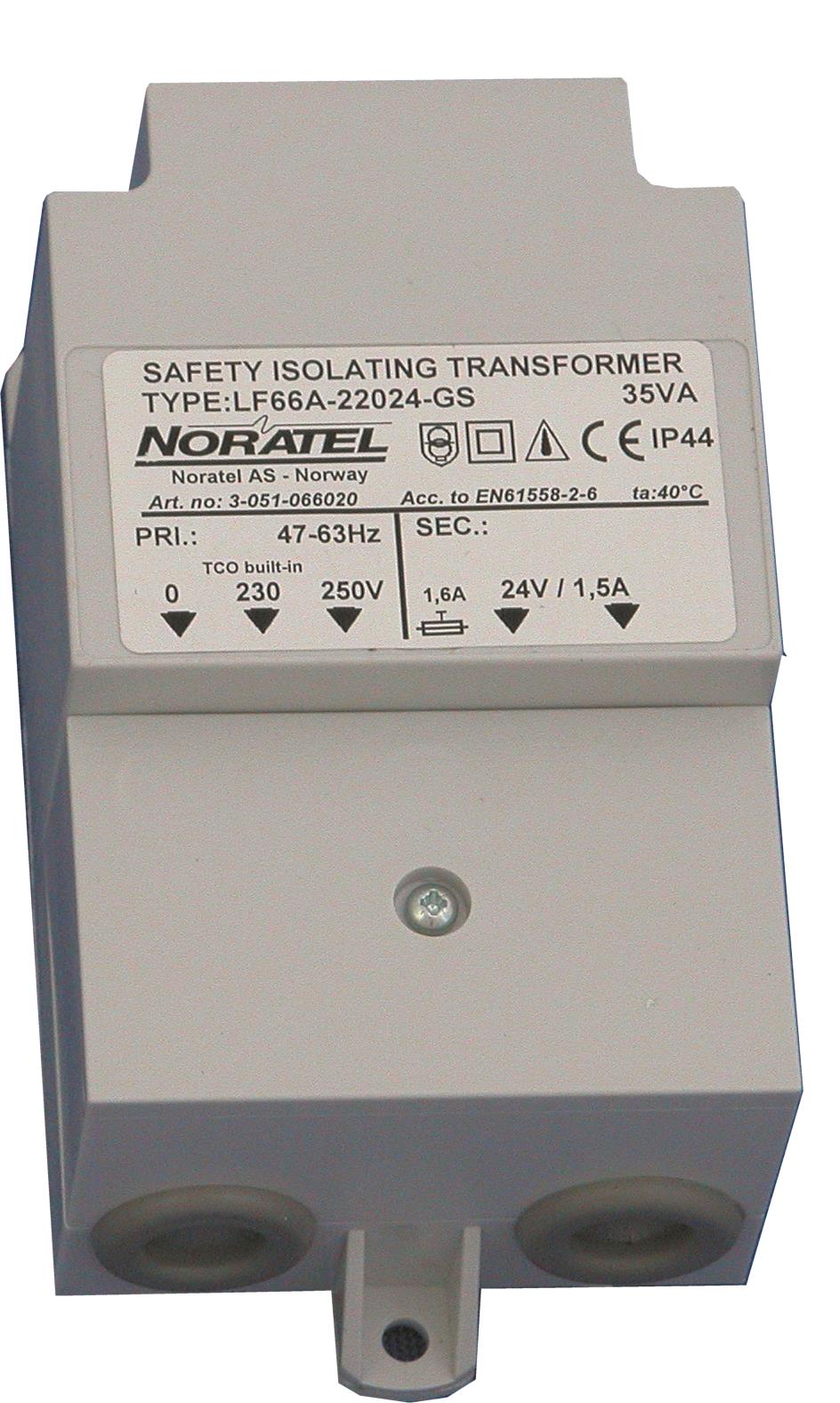 Transformer 230/250 V to 24 V. 25 VA. 