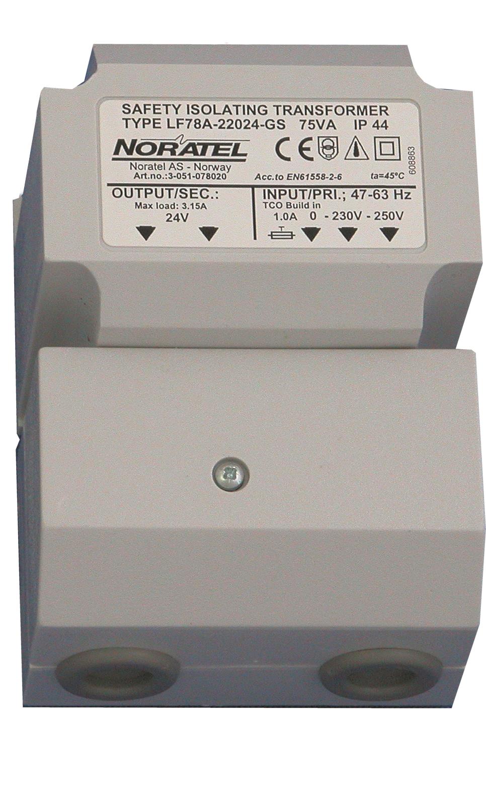 Transformador 230/250 V a 24 V. 75 VA.