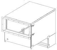 DUAL Schalldämpfer für FM600 SerienVentilator mit angeflanschtem Auslass für den Kanalanschluss